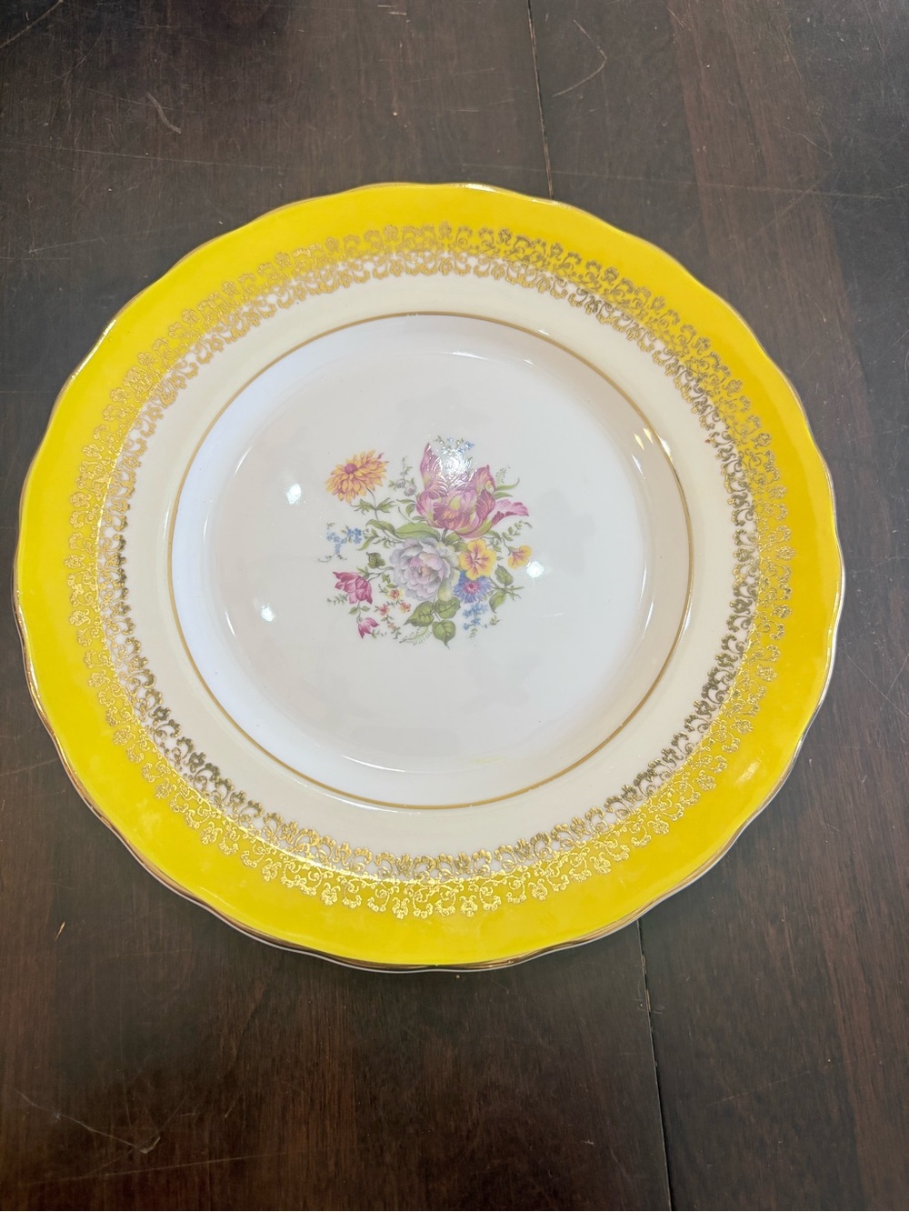 Vintage Yellow Elizabethan Fine Bone China Floral Plate 8”